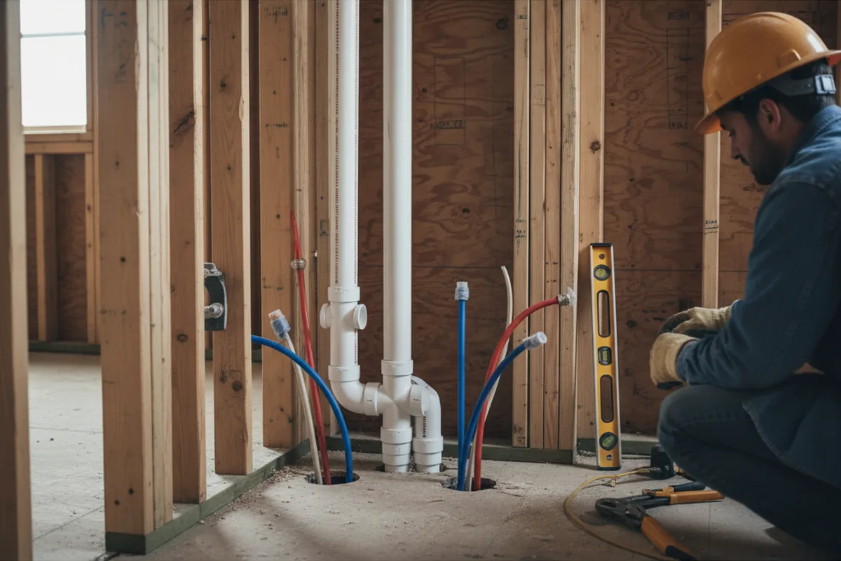 Drain and supply rough-in during Leak Detection in Cottageville
